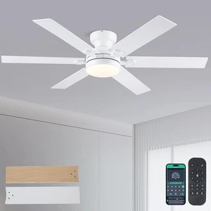 Low Profile Ceiling Fans with Lights and Remote, 52" Modern Outdoor Ceiling Fans - Picture 1 of 9