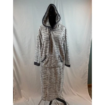 Acogedor Maxi Vestido de Vellón con Capucha Gris Jaspeado Ropa de Dormir Salón Talla XL Foto 1 de 4