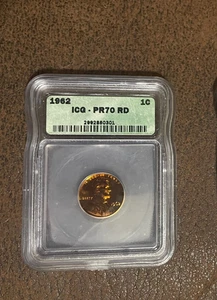 1962 LINCOLN CENT PROOF 1C PR70 RD ICG - Picture 1 of 2