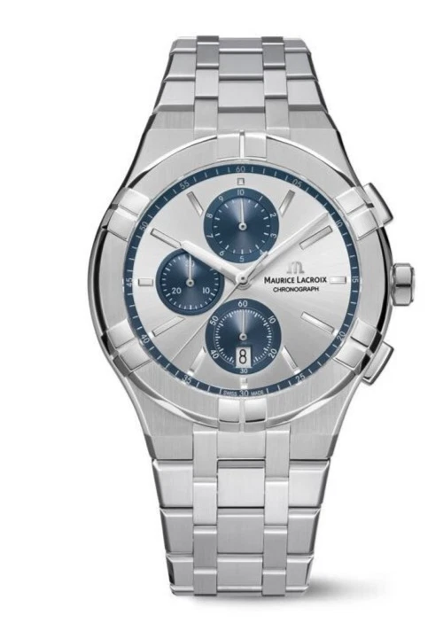 Maurice Lacroix Aikon Chronograph Quartz Watch Silver 44mm Steel Bracelet