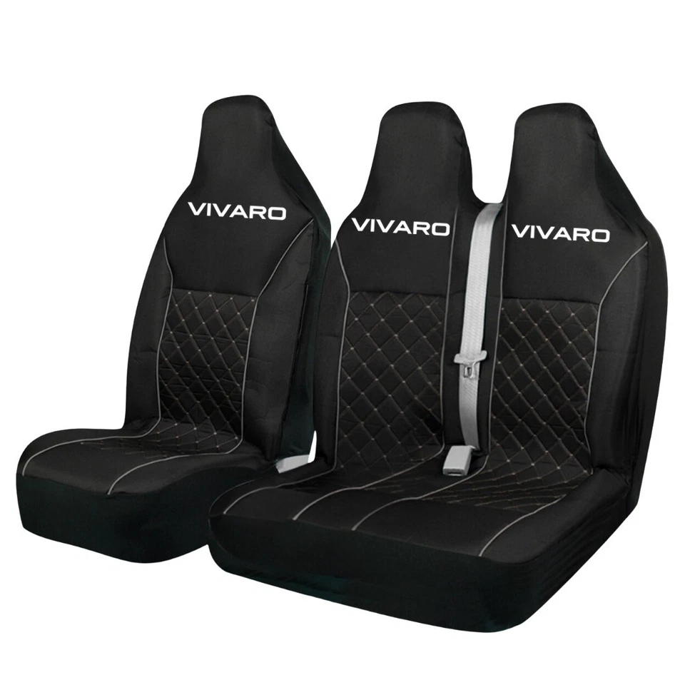 PARA VAUXHALL VIVARO - FUNDAS DE ASIENTO DE FURGONETA ACOLCHADAS GRISES PREMIUM Y DURADERAS 2+1 Foto 1 de 2