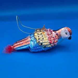 Vintage Parrot Christmas Glass Ornament Red Feather Tail 6 in - Picture 1 of 5
