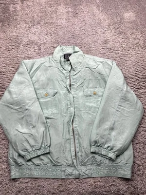 EVR Jacket Women Large Mint Green Silk Satin Div Rousso Bomber Windbreaker Coat - Image 1 of 4