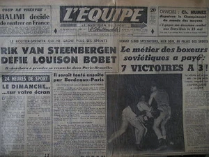 CYCLISME PARIS BRUXELLES STEENBERGEN BOBET BOXE CHAPRON LIBEER L'EQUIPE 1956 - Picture 1 of 1