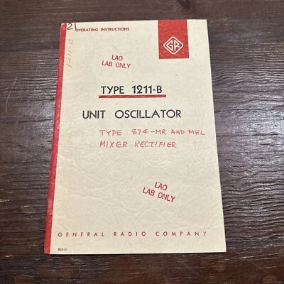 General Radio Type 1211-B Unit Oscillator Instruction Manual - Image 1 of 3