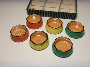 JUEGO DE 6 (EN CAJA) BODEGAS ABIERTAS NORITAKE NARANJA, AMARILLO, VERDE, VINTAGE - Imagen 1 de 8