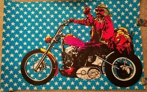 "PÓSTER DE MOTOCICLETA EASY RIDER DE COLECCIÓN 1970 BLACKLIGHT Dennis Hopper 29""x 43" - Imagen 1 de 6