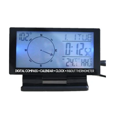 LCD Digital Car Thermometer Multifunction Automobile Compass Gauge Vehicle Watch - Image 1 of 4