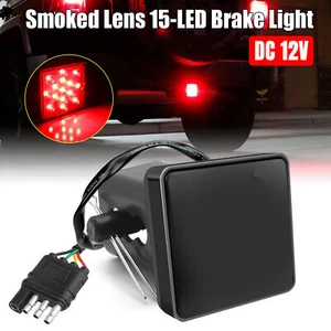 Smoked Lens 15-LED Brake Light DRL Trailer Hitch Cover Fit 2" Towing & Hauling - Picture 1 of 9