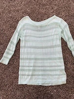 white house black market pale mint green small sweater open weave spring #950 - Image 1 of 4