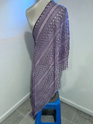 Mantón bufanda de gasa bordado LAVANDA 68x22 ancho Foto 1 de 4