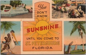 Vintage 1950 ST. PETERSBURG Florida Linen Postcard "You Don't Know SUNSHINE--" - Picture 1 of 2