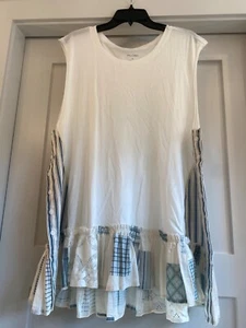 Anthropologie Pilcro Patchwork Boho Apron Swing Blouse Blue Size XL - Picture 1 of 3