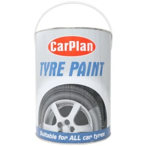 Black Tyre Paint 5ltr Brush On Tyre Shine Restorer CarPlan 5Litre Tin for Rubber - Picture 1 of 6