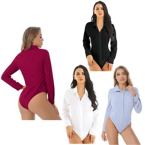 Body donna blusa body camicia moda tuta tinta unita top regolare tinta unita - Foto 1 di 55