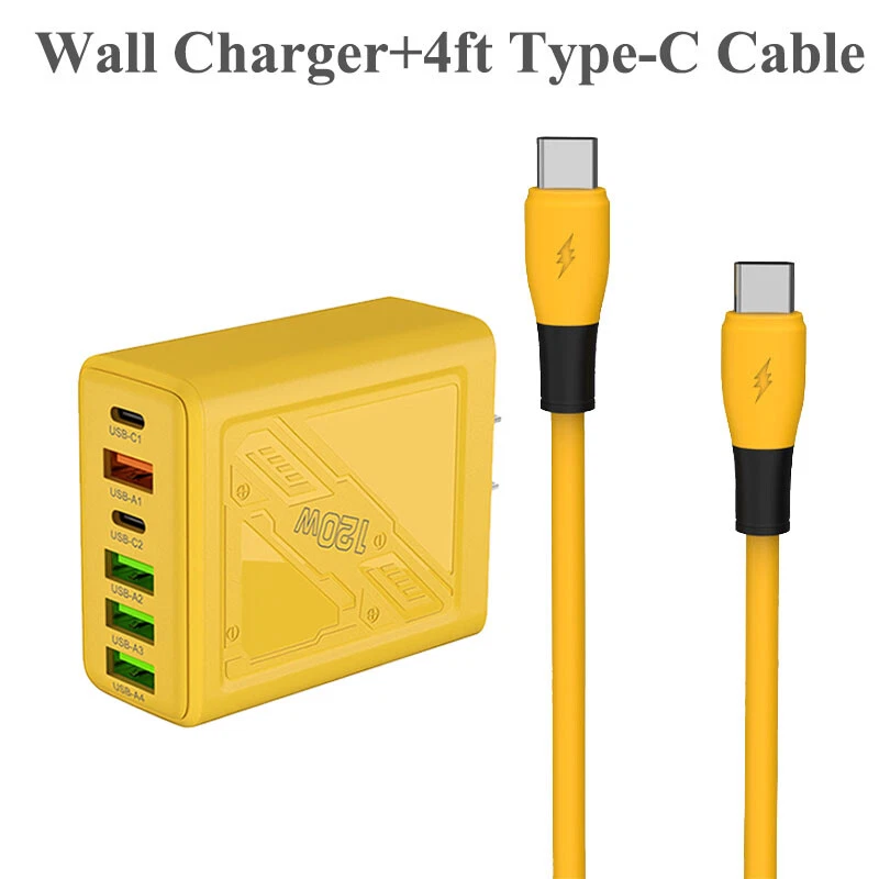 Adaptador de corriente cargador de pared 240W carga rápida 6 puertos USB-C QC3.0 PD para teléfono Foto 1 de 4