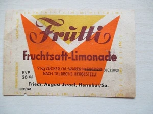 DDR - HERRNHUT - Fa: FRIEDR. AUGUST ISRAEL - altes afG Et - Frutti - Bild 1 von 1
