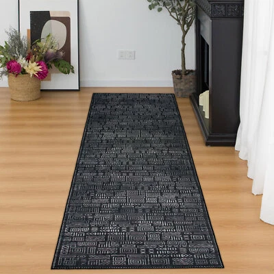 Charcoal Black Hallway Runner Soft Plush Modern Corridor Runners Rug 80x300cm - image 1 of 4