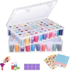 2 Pack Diamond Art Storage Containers Set, Grids Bead Organizer Box - Picture 1 of 7
