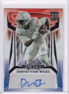 DONTAYVION WICKS 2023 LEAF METAL FOOTBALL AUTO 1/3