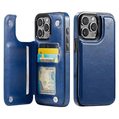 Funda Cartera para iPhone 17 16 15 14 13 12 11 Pro Max SE2022 8 Ranuras para Tarjetas Magnéticas Foto 1 de 4