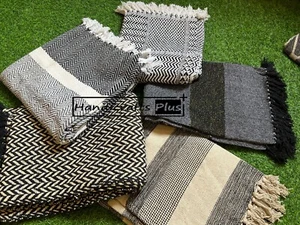 5 Pc Mix Lot Of Cotton Throw Soft And Natural Coverlet Fringes Sofa Couch Covers - Picture 1 of 5