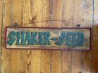 Shaker Seed Antique Hand Painted Green Red Solid Wood Grocery Sign 32x9 Display