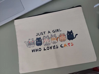 Just a girl who loves cats make up bag / pencil case / toiletries etc new - Image 1 of 4