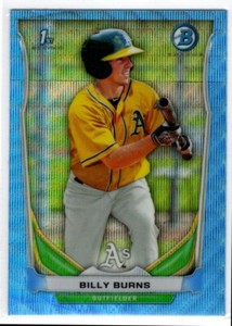 BILLY BURNS  A's RC 1st card  2014 BOWMAN CHROME #BCP19 BLUE WAVE REFRACTOR