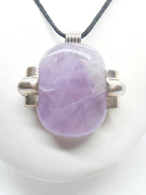 Ciondolo in ARGENTO 925 con AMETISTA naturale e girocollo - pietra dura - - Immagine 1 di 4