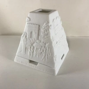 Fairy Lamp Votive Pyramid Shape White Lithopane Bisque Paris Landmarks Limoge? - Picture 1 of 11