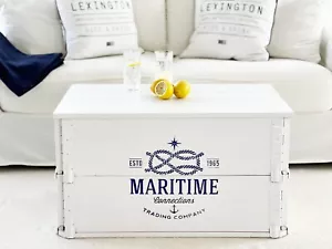 Aparador Mesita Baja Blanco Madera Macizo Mesa de Salón Truhentisch Caja - Imagen 1 de 8