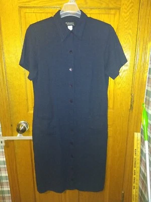 Vtg Carol Anderson XL Black Long Sheath Shirt  Dress Linen Rayon EUC  - Image 1 of 4