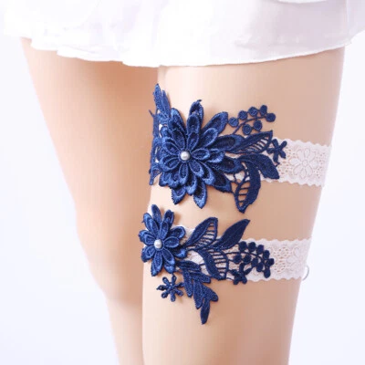 Luxallacki Blumen Spitze Braut Strumpfband bestickt Bein Ring Gürtel (10 Farben) - Bild 1 von 4
