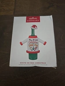 2022 Hallmark WHITE OR RED CHRISTMAS Wine Bottle Sweater Keepsake Ornament NEW - Picture 1 of 4