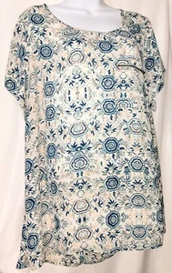 Maurices Women's Floral Tunic Short Sleeve Blouse Pocket Front Keyhole Back Sz 1 - Picture 1 of 10