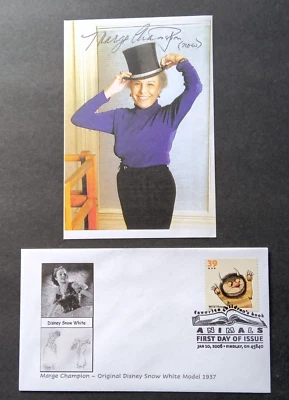 Snow White's Marge Champion signed Photo with First Day Cover (FDC) Envelope - Image 1 of 2