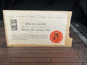 Vintage anni 60 Dickens Old Curiosity Shop Certificato Portsmouth Londra montato - Foto 1 di 6