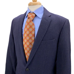 J Crew Ludlow Italian Wool Blend Navy Pinstripe 1/2 Lined Blazer Sport Coat 40R - Picture 1 of 16