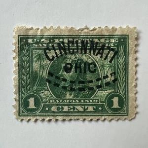 1913 US STAMP #397 WITH INTERESTING OVAL CINCINNATI OHIO FANCY CANCEL - Picture 1 of 3