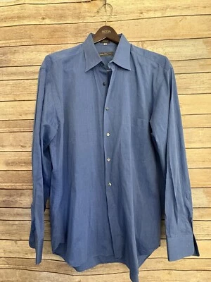 Camisa de vestir Salvatore Ferragamo con cuello manga larga abotonada azul índigo talla Foto 1 de 4
