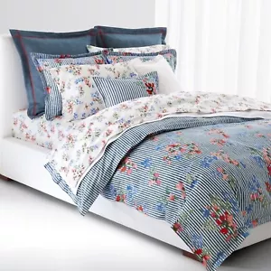 Lauren Ralph Maggie Floral Stripe FULL / QUEEN Duvet Cover & Shams Set $430 - Picture 1 of 8