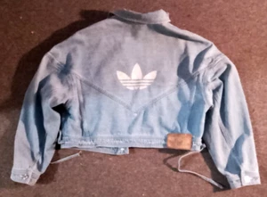 Adidas Jacket Denim Retro Crop Top Coat Cropped Casual Womens - Picture 1 of 3