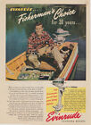1947 Evinrude Outboard Motors - Fisherman Wood Boat - Vintage Print Ad Photo