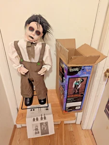 Gemmy Halloween Haunted Living Animated Creepy Boy Animatronic Light Up - Picture 1 of 3