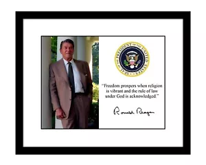 Ronald Reagan 8x10 signierter Fotodruck Freiheitszitat Republikaner signiert Maga - Bild 1 von 2