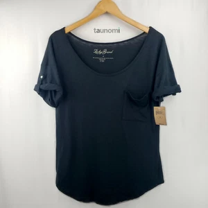 LUCKY BRAND Supima Cotton Modal Black Roll Tab Pocket Tee [XS/S/M/L] $49MSRP - Picture 1 of 7