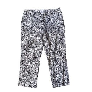 Laundry By Shelli Segal Women's 8 Navy Blue White Printed Cropped Pants Q135 - Picture 1 of 6
