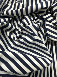 Soft Stripe 100% Cotton Jersey Stretch Knit T Shirt Baby Grow Dress Fabric 60” - Picture 1 of 4
