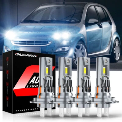 4x Kit de bombillas de faros LED H7 haz alto bajo 6000K para Smart Forfour 2005-2007 Foto 1 de 4